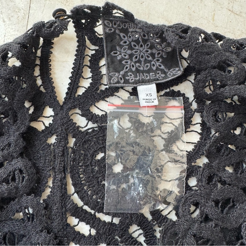 Johnny Was Cielito Modal blouse black crochet size XS - Picture 9 of 11
